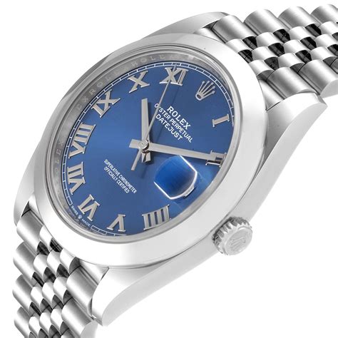 rolex datejust blue dial roman numerals|rolex datejust 41mm blue 126300.